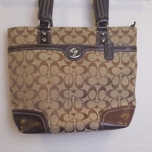 Genuine Coach Medium Size Brown Logo Hand Bag